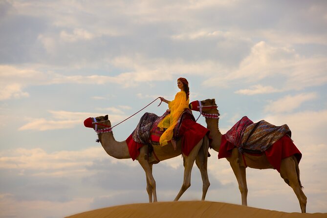 Private Red Dunes With Camel Ride, Sandboarding, Falcon & Arabic Coffee Package - Just The Basics